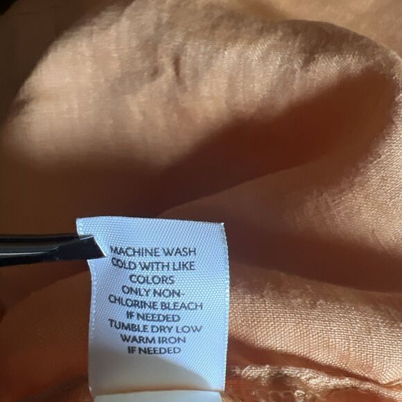 J Jill 100% Linen Orange Blouse Women’s XL Button Down Long Sleeve Collared - Picture 9 of 9